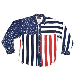 Ruddock Bros. American Flag Button Down Shirt Regular Size M Vintage Padded